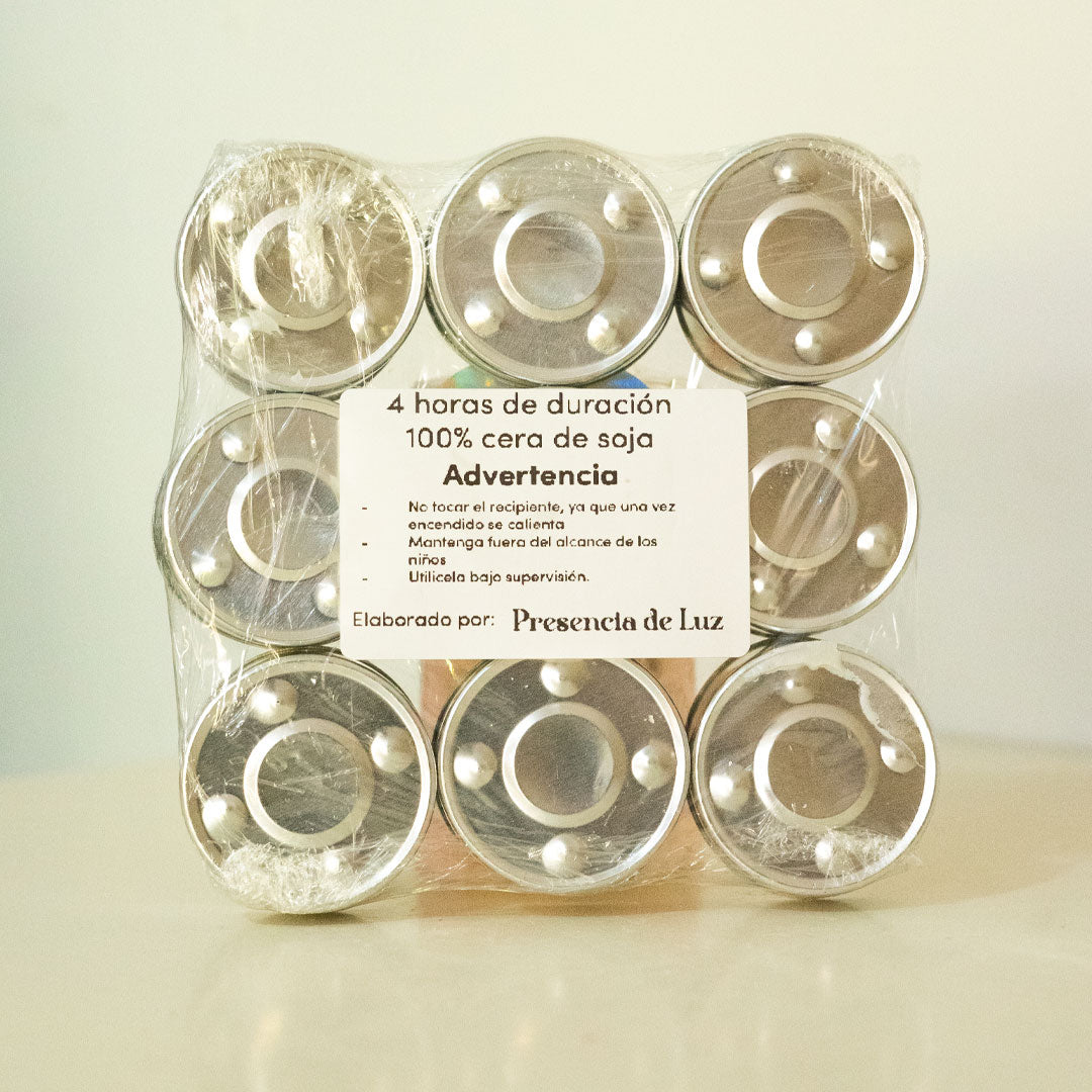 Velas TeaLight de Cera de Soja Natural - Set Ecológico y Duradero | 9 unidades |