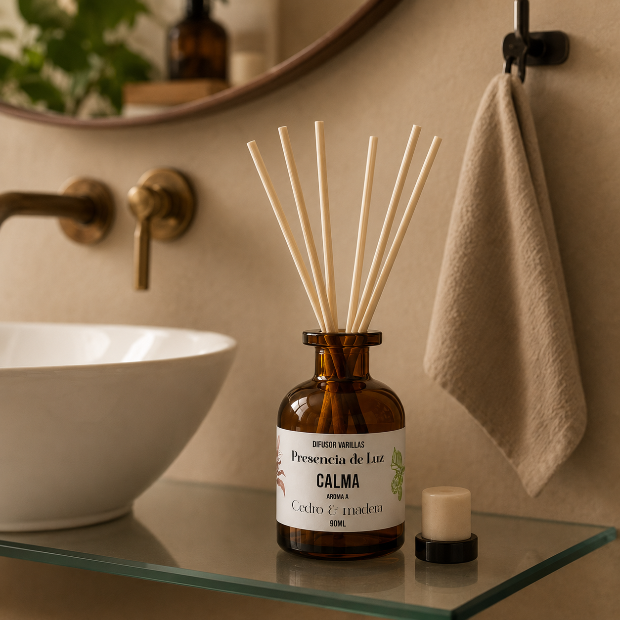Difusor de varilla "CALMA" 90 ml  - Aroma Cedro & madera