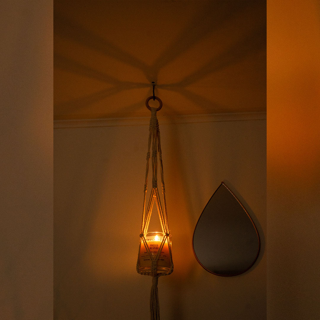 Pack ✨ Luz de luna - Telar decorativo hecho a mano + vela de 200gr de cera de soja.