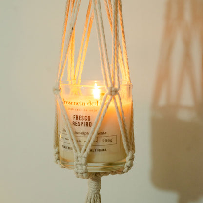 Pack ✨ Luz de luna - Telar decorativo hecho a mano + vela de 200gr de cera de soja.