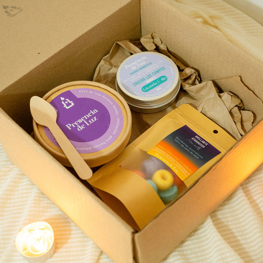 Pack ✨ Ritual nocturno - Postre aromatico mora crema  + wax melts frutos rojos  + perla aromática lavanda